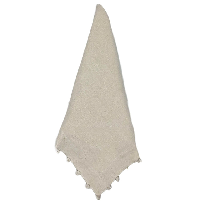 Ivory Cotton Napkin, Pom-Pom Border, Set of 8