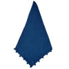 Navy Blue Cotton Napkin, Pom-Pom Border, Set of 8