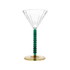 Palazzo Martini Glass, Clear, Green, Gold, Set of 4