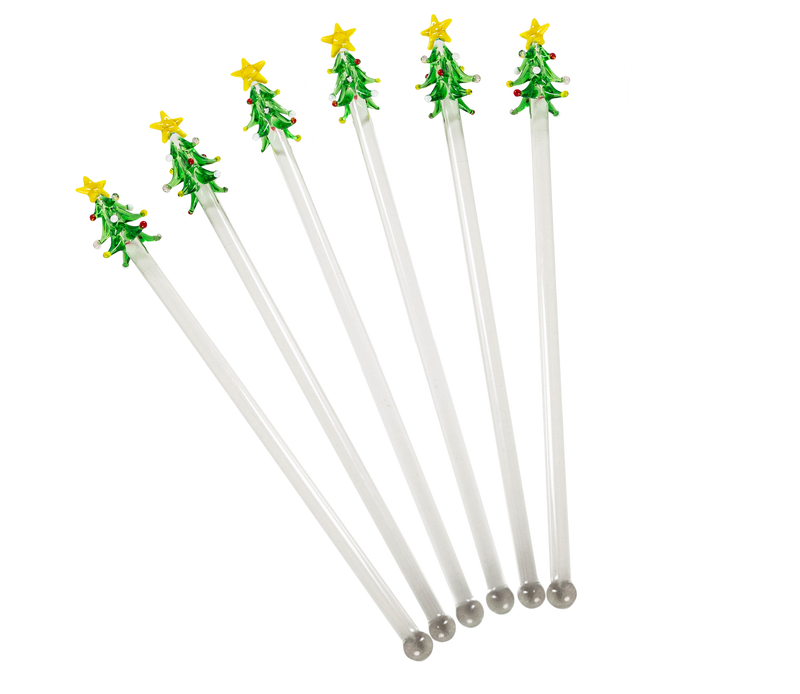 Christmas Tree Swizzle Sticks, Set of 6