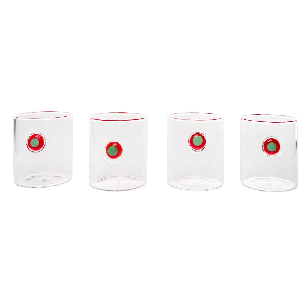 Medallion  Christmas Tumblers, Red/Green, Set of 4