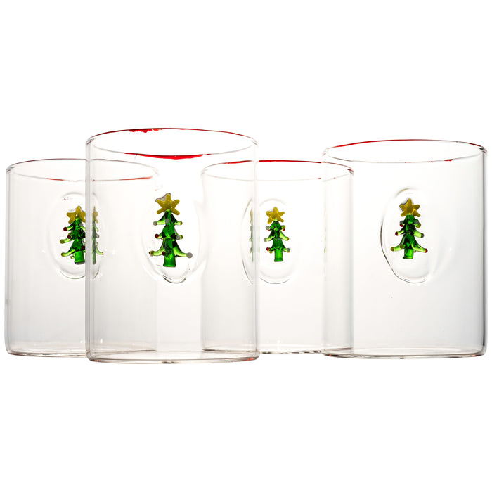 Christmas Tree Hiball Glasses, Set/4