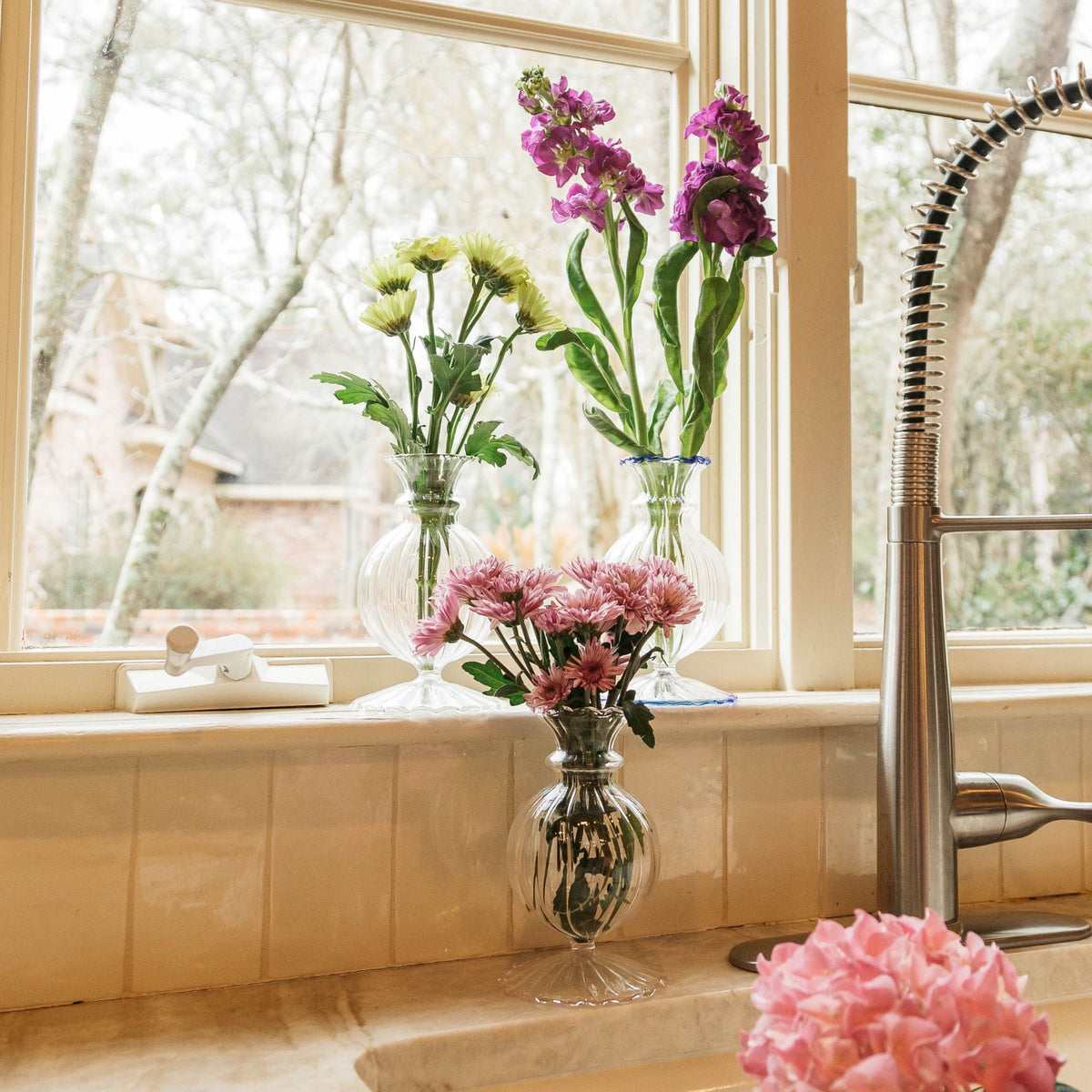 Miss Annie Bud Vase, Pink Trim