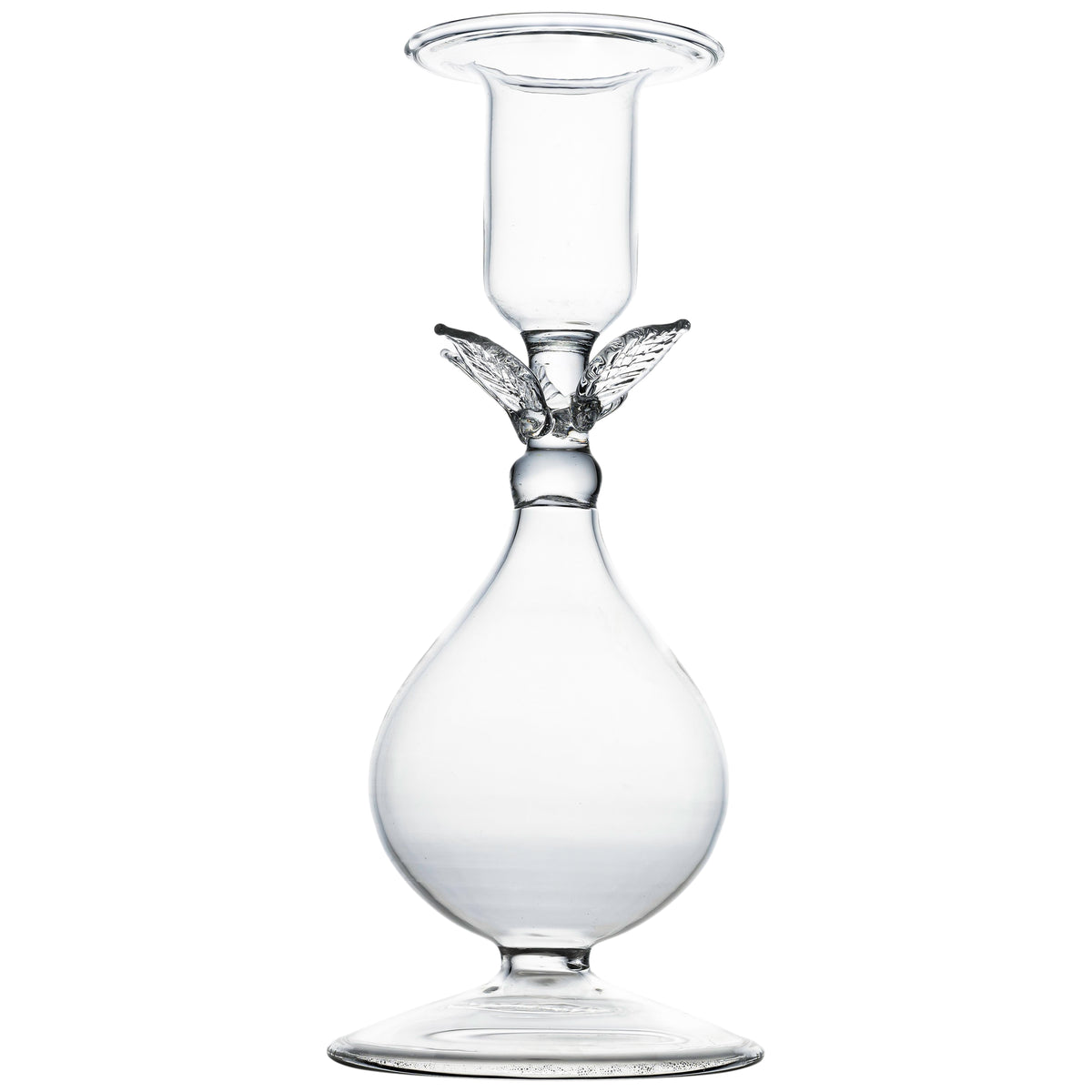 La BoHeme Clear Candlestick, w/Clear Leaves