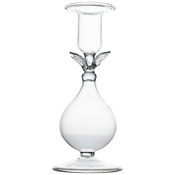 La Boheme Clear Candlestick, w/Clear Leaves