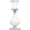 La BoHeme Clear Candlestick, w/Pink Leaves