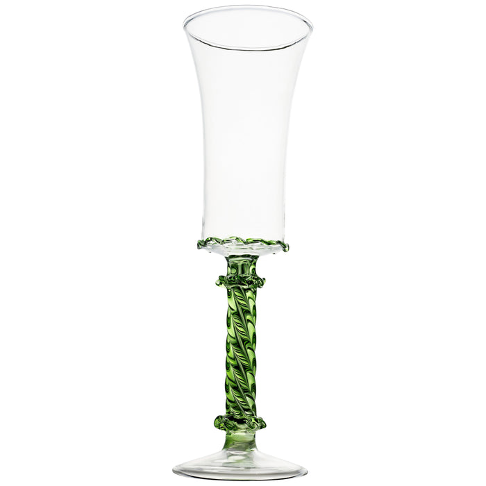 Ophelia Champagne Flute, Green, Set of 4