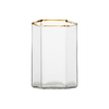 Hampton Hexagon Tumbler, Clear with Amber Rim, Set of 4