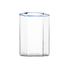 Hampton Hexagon Tumbler, Clear with Blue Rim, Set of 4