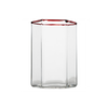 Hampton Hexagon Tumbler, Clear with Red Rim, Set of 4
