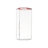 Hampton Hexagon Highball, Clear with Red Rim, Set of 4