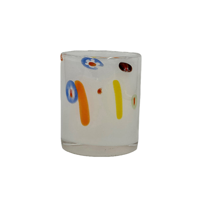 Torcello Mille Fiori/Stripes Tumbler, White, Set of 4