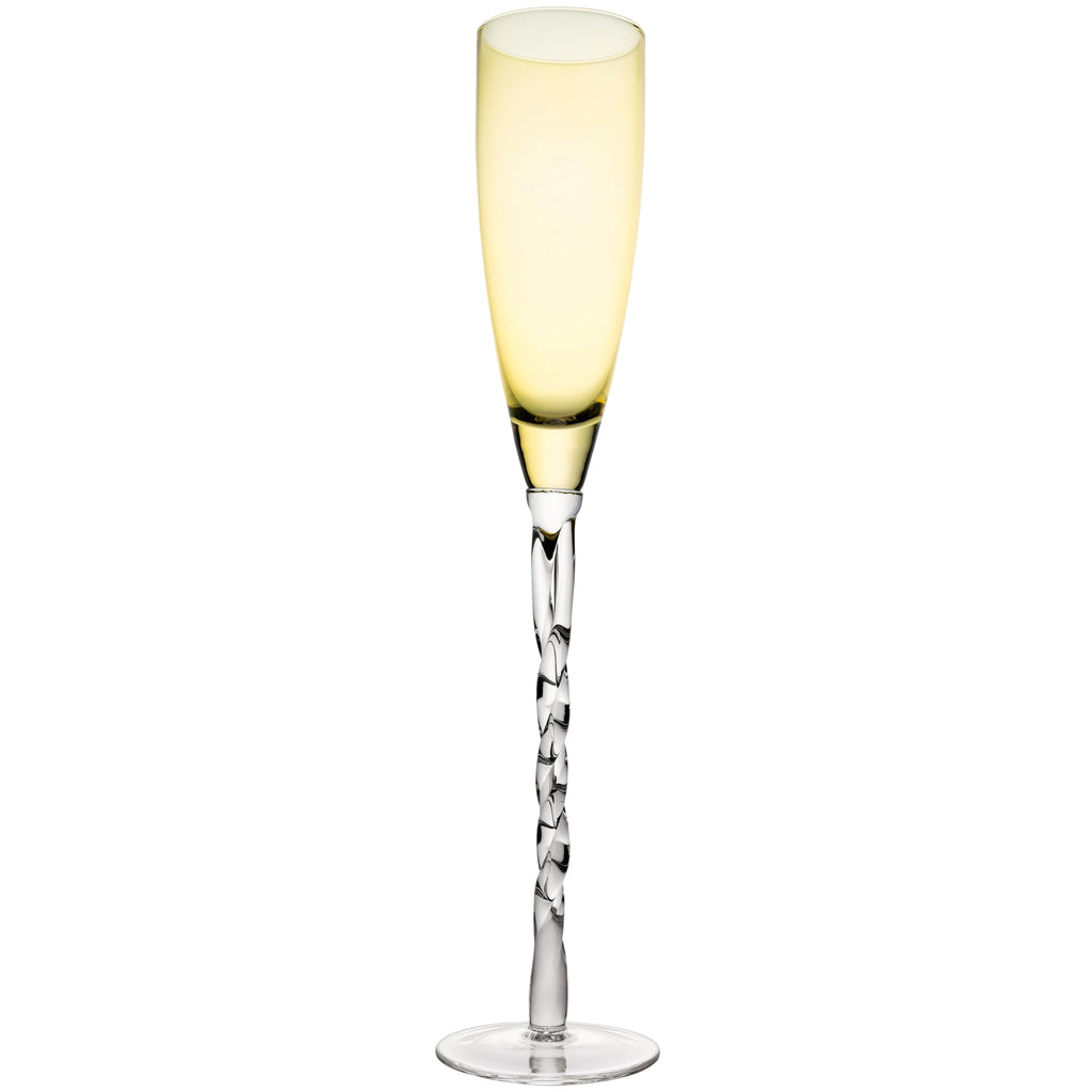 Adriana Champagne Glass, Yellow, Set of 4