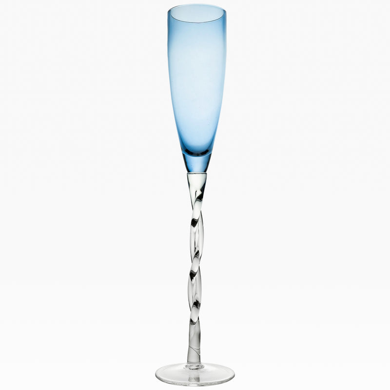 Blue Swirl Glass Candlestick, Medium, Set of 2