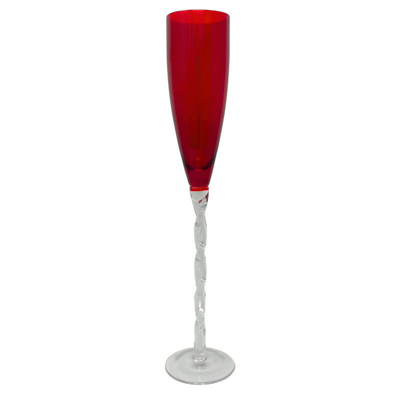 Adriana Champagne Glass, Red, Set of 4
