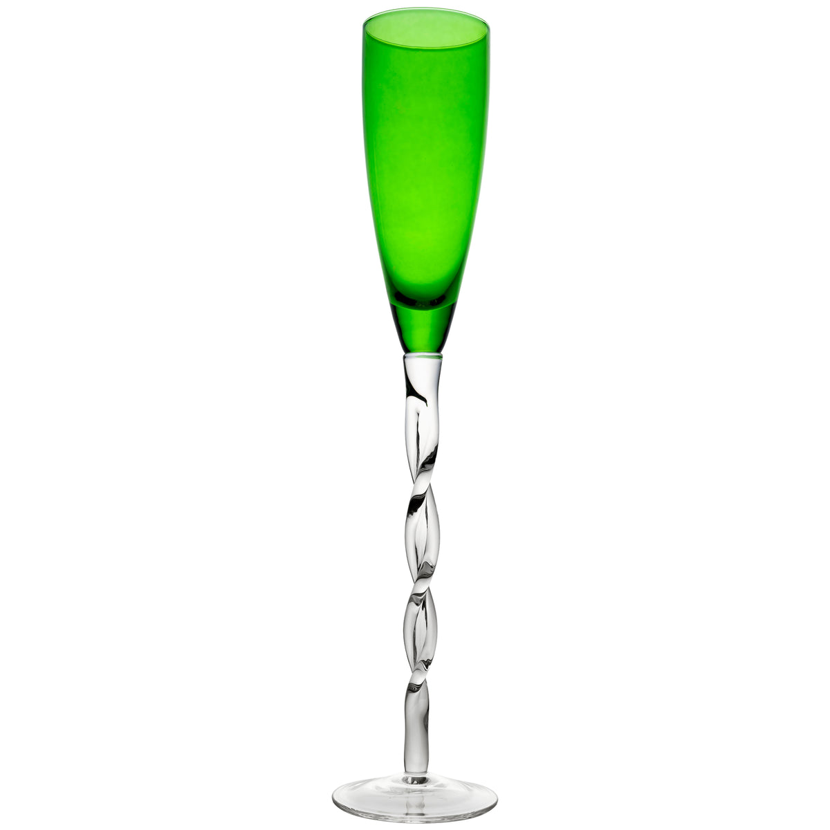 Adriana Champagne Glass, Emerald Green