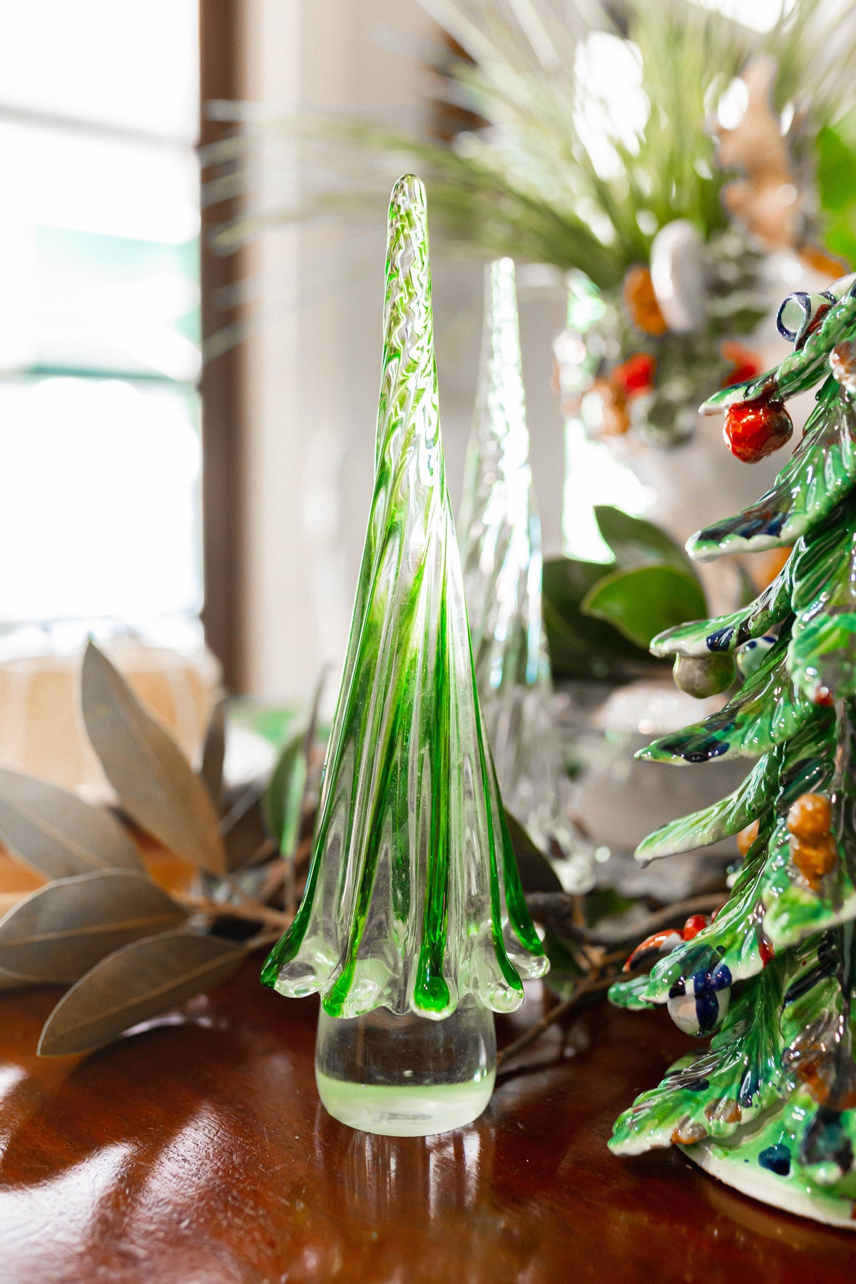 Holiday Glass Tree, Green/Clear, Large