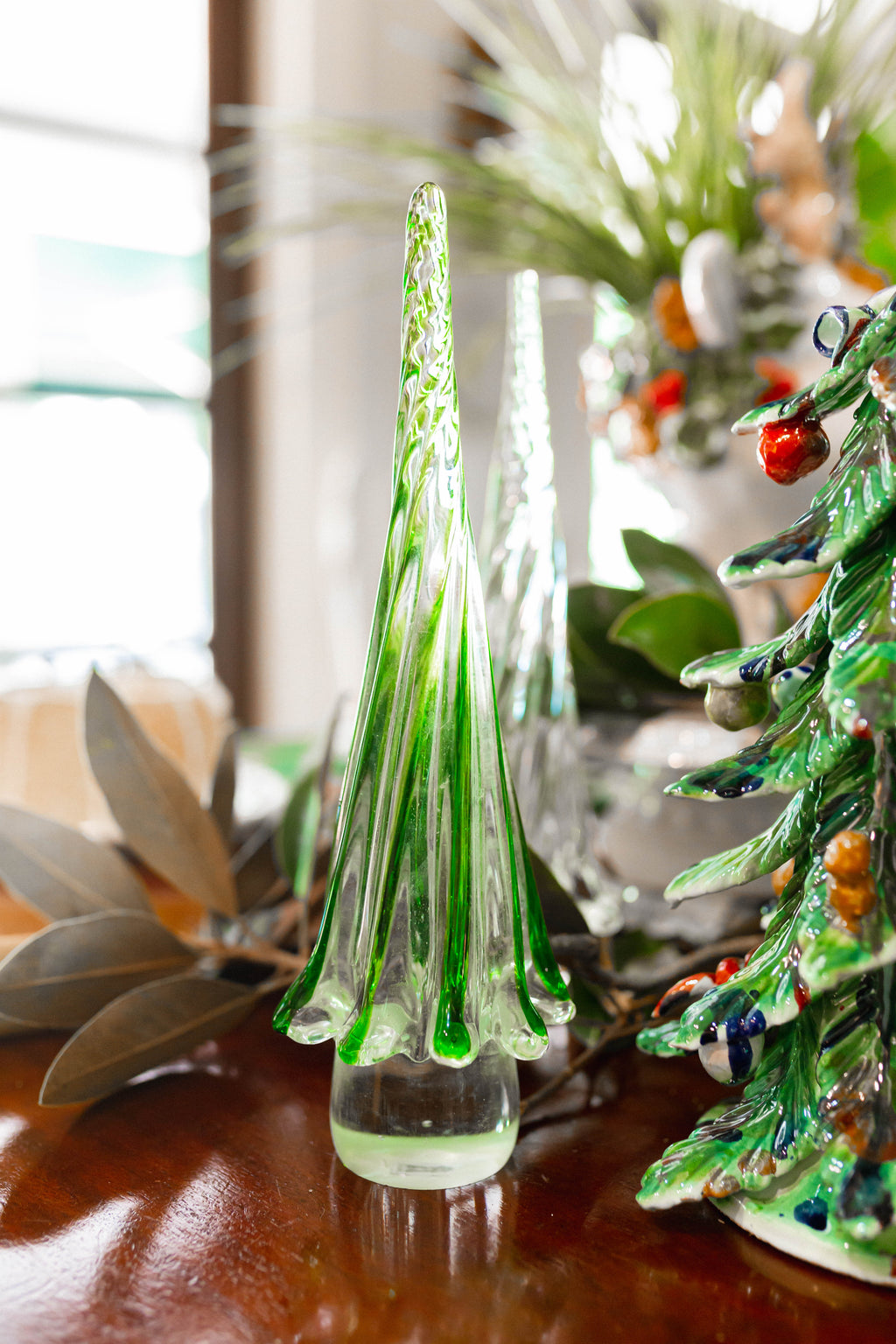 Holiday Glass Tree, Green/Clear, Large