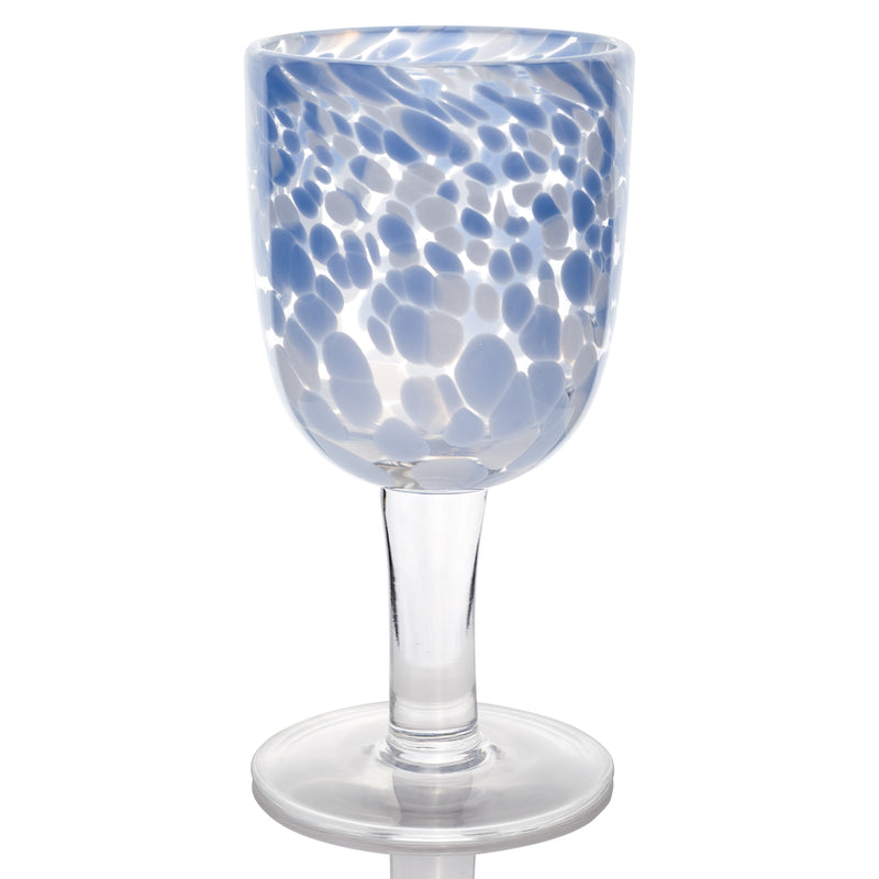 Torcello Spotted Rosa Wine Glass, Blue/White, Set of 4