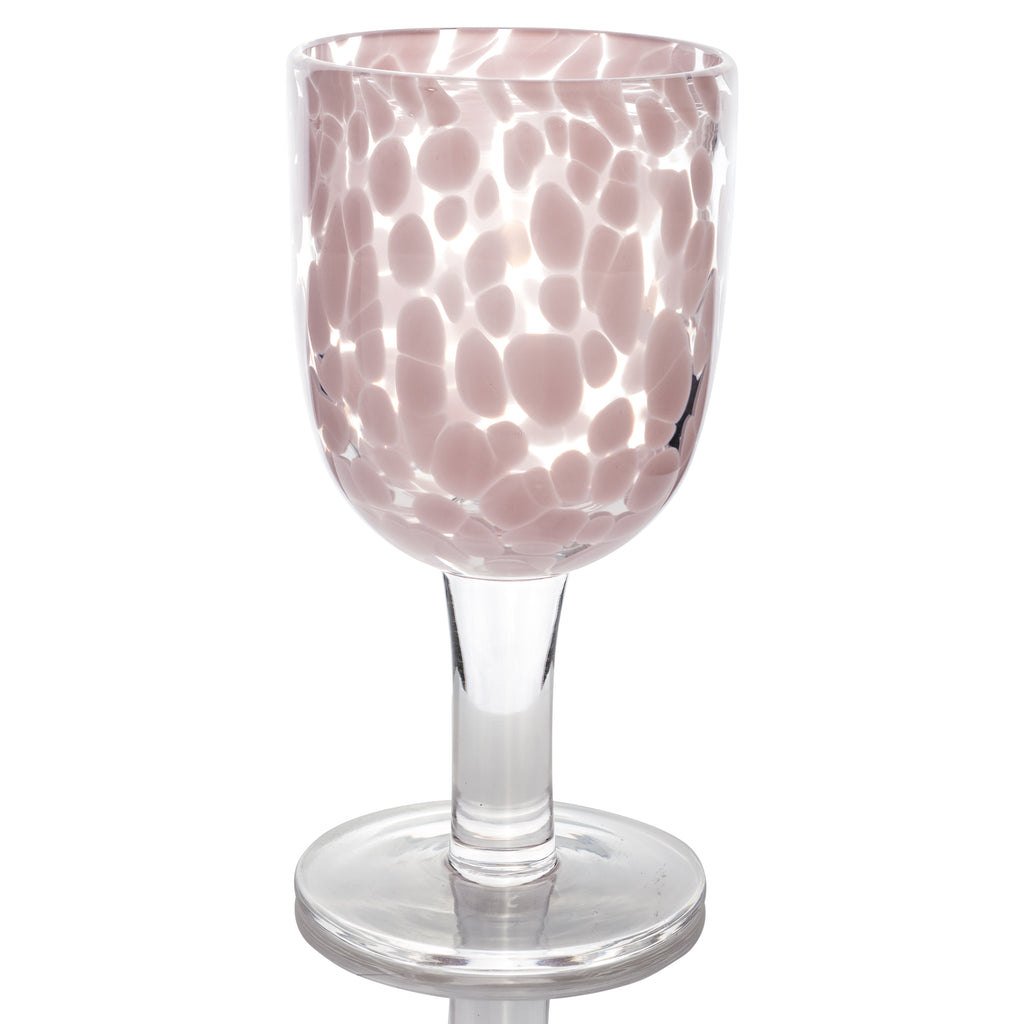 Torcello Spotted Rosa Wine Glass, Mauve/White (Set of 4)
