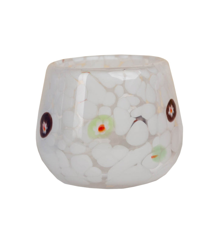 Torcello Millefiori/Stripes Votive, White (Set of 4)