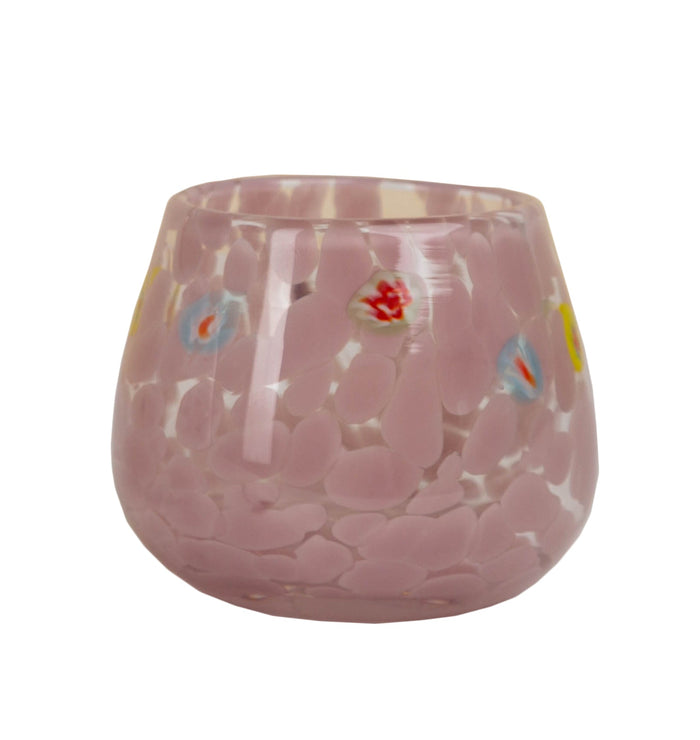 Torcello Millefiori/Stripes Votive, Mauve (Set of 4)