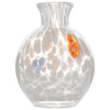 Bud Vase, Clear W/White Dots/ Mille Flowers