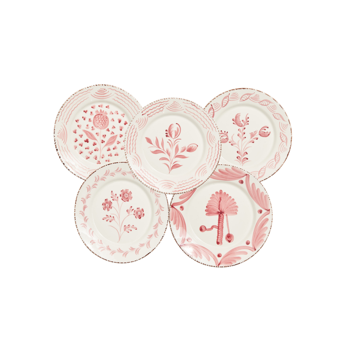 Casa Nuno Dinner Plate Group, Pink/White, Assorted Set/10