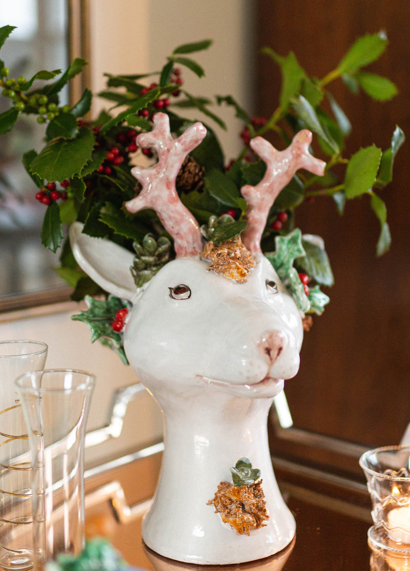 "Heidi", Ceramic Reindeer Head Vase