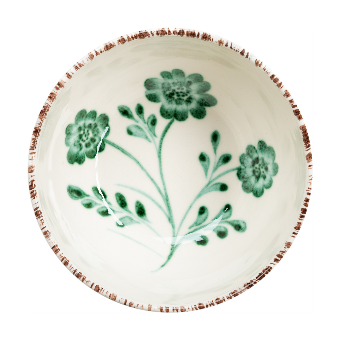 Casa Nuno Bowl, Green with 3 Flowers