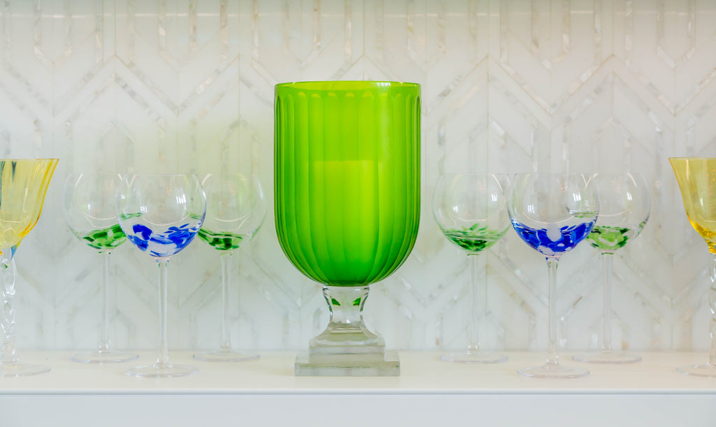 Fiesta Stemmed Wine/Water Glass, Green/White, Set of 4