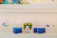 Fiesta Stemmed Wine/Water Glass, Blue/White