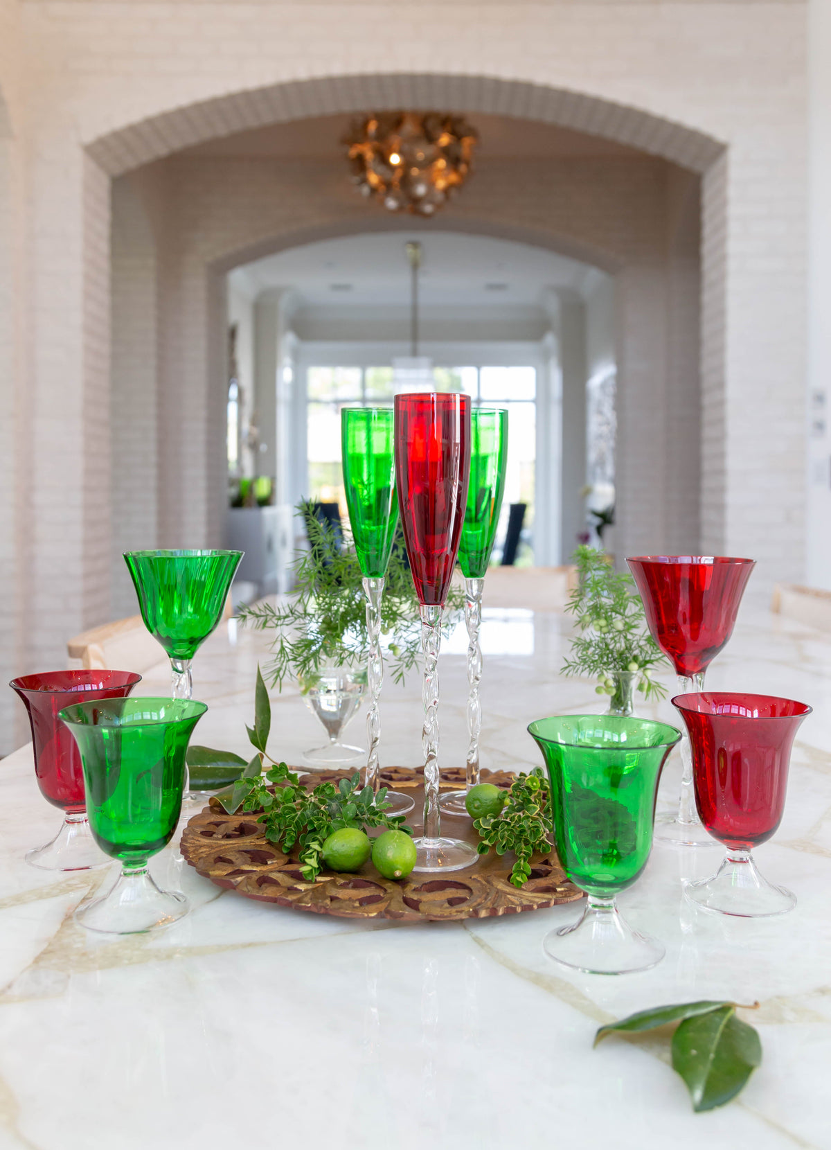 Adriana Champagne Glass, Emerald Green, Set of 4