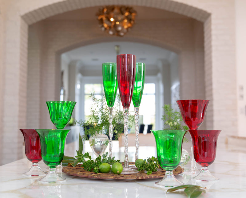 Adriana Wine Glass, Emerald Green, Set of 4
