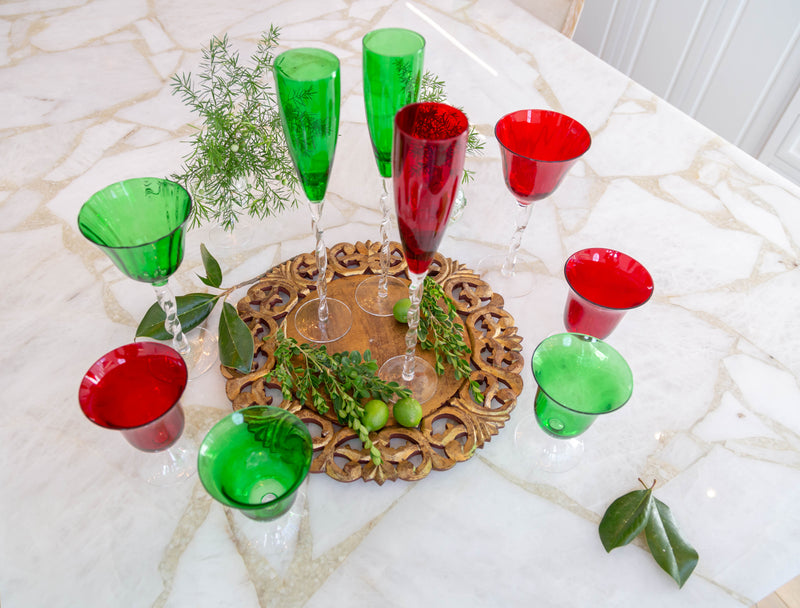Adriana Champagne Glass, Emerald Green, Set of 4