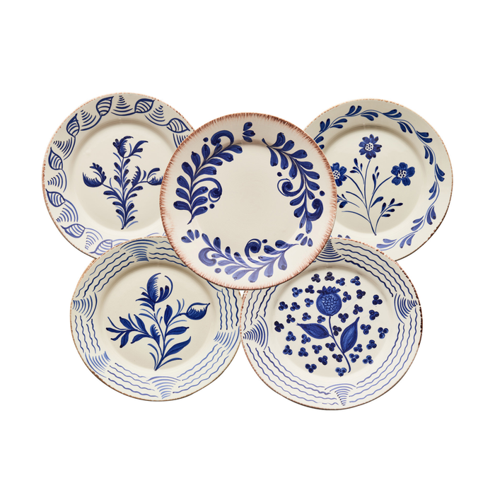 Casa Nuno Dinner Plate Group, Blue/White, Assorted Set/10
