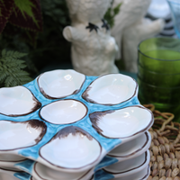 Oyster Plate, Ceramic Round, Turquoise