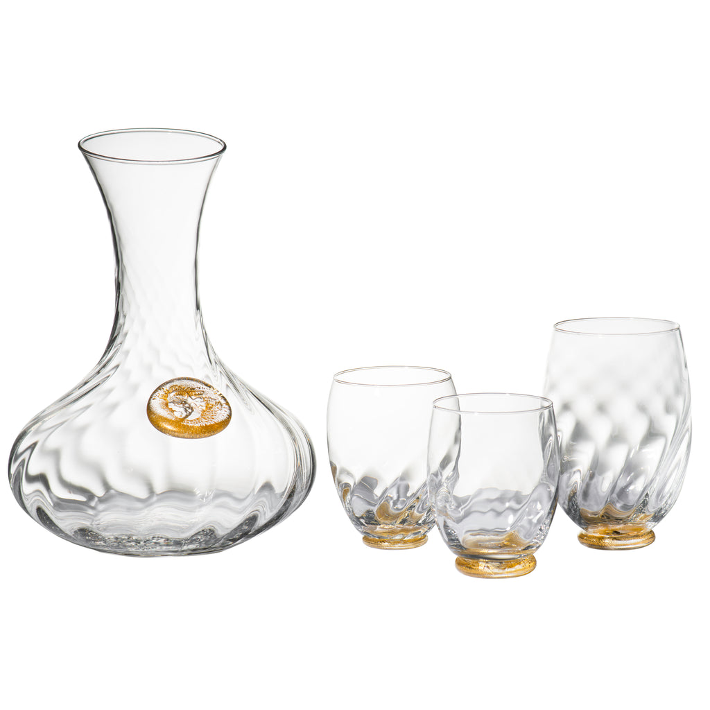 Elisa Wine, Clear with Gold, Set of 4
