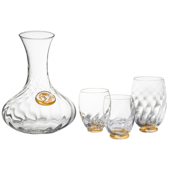 Elisa Water, Clear with Gold, Set of 4