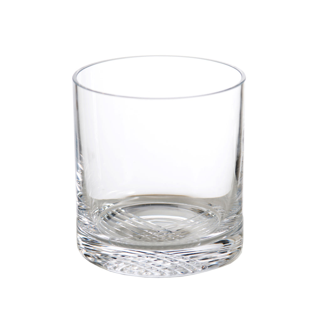New Orleans Double Old Fashioned, clear with criss-cross design, Set of 4