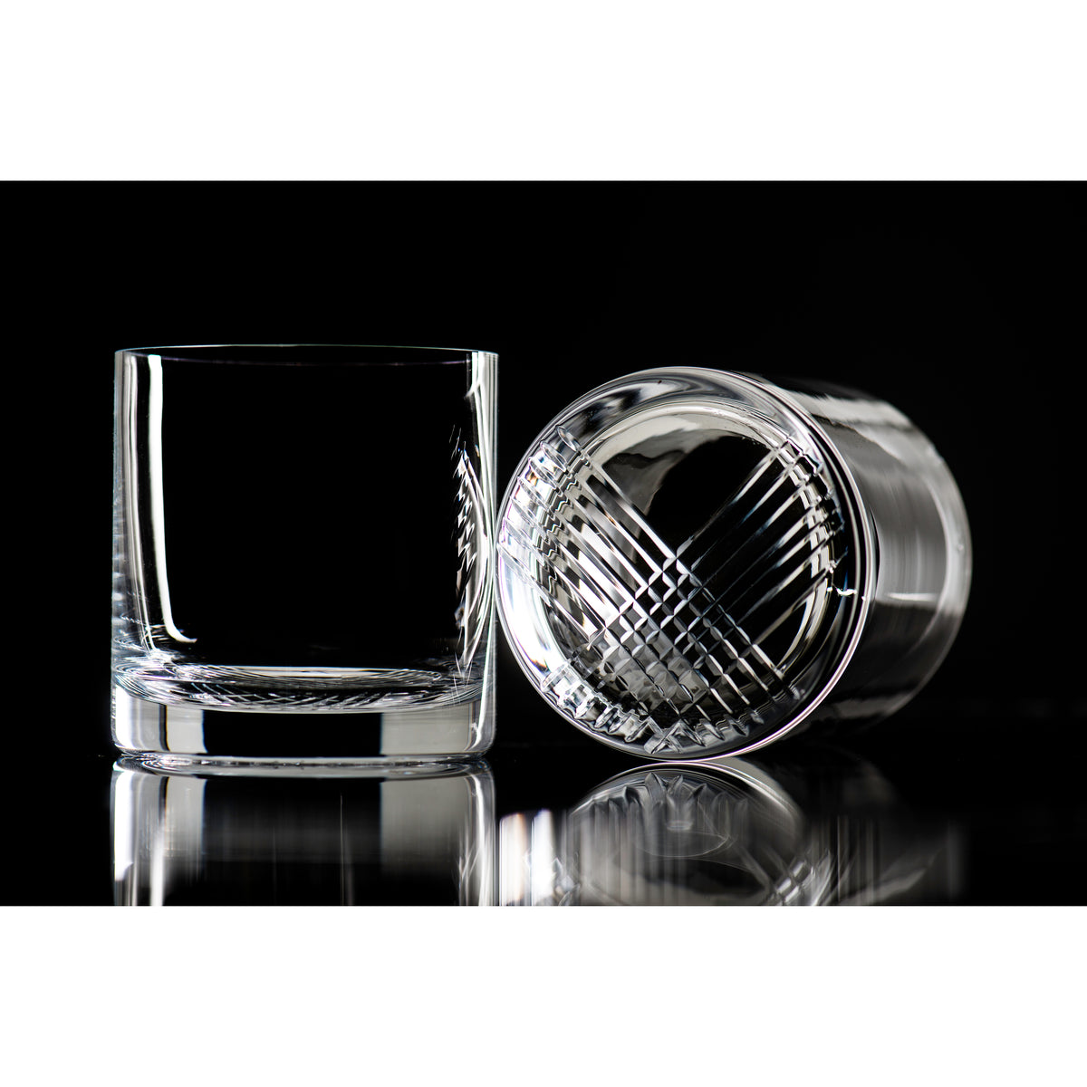New Orleans Double Old Fashioned, clear with criss-cross design