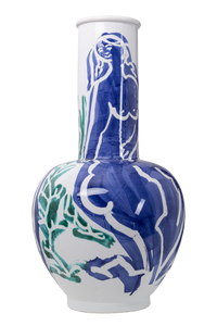 Pablo Large White Vase w/ Blue & Green