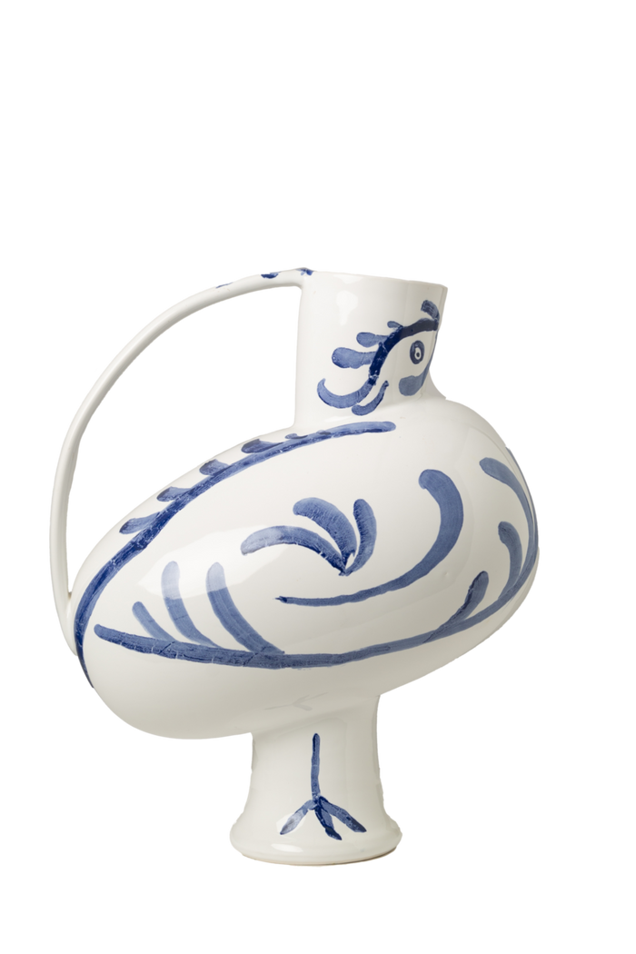 Pablo Pitcher, White w/ Blue Decor