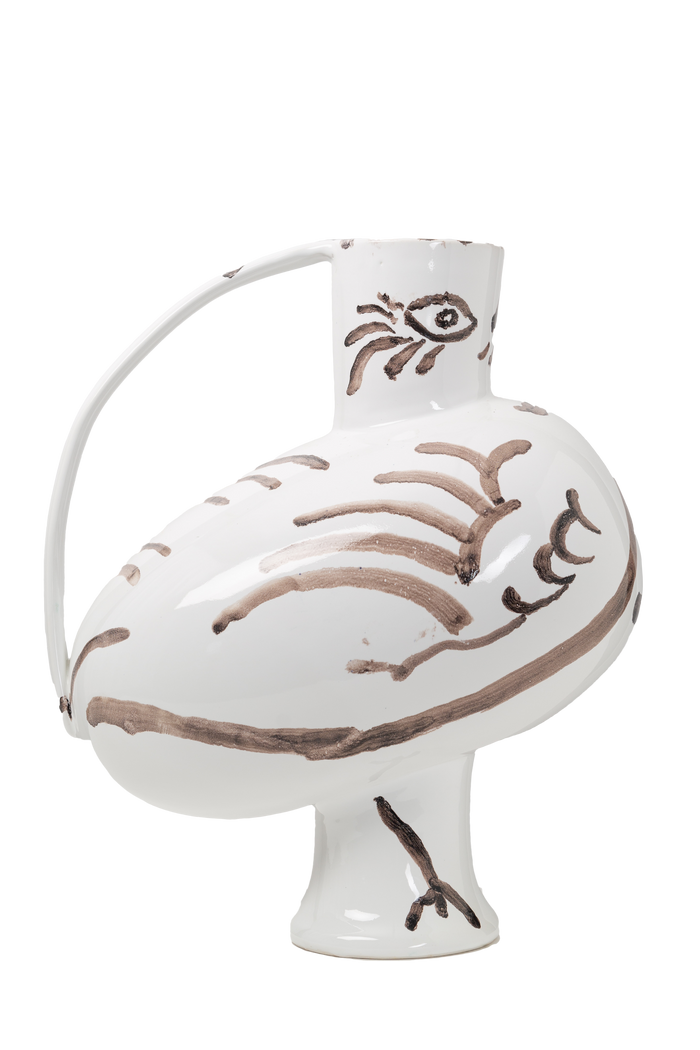 Pablo Pitcher, White w/ Dark Brown Decor