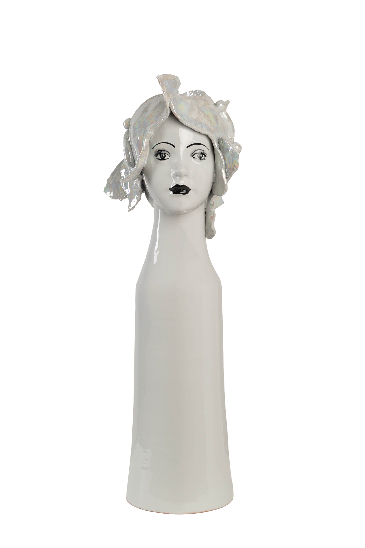 Tall Ceramic Head Vase, Butterflies