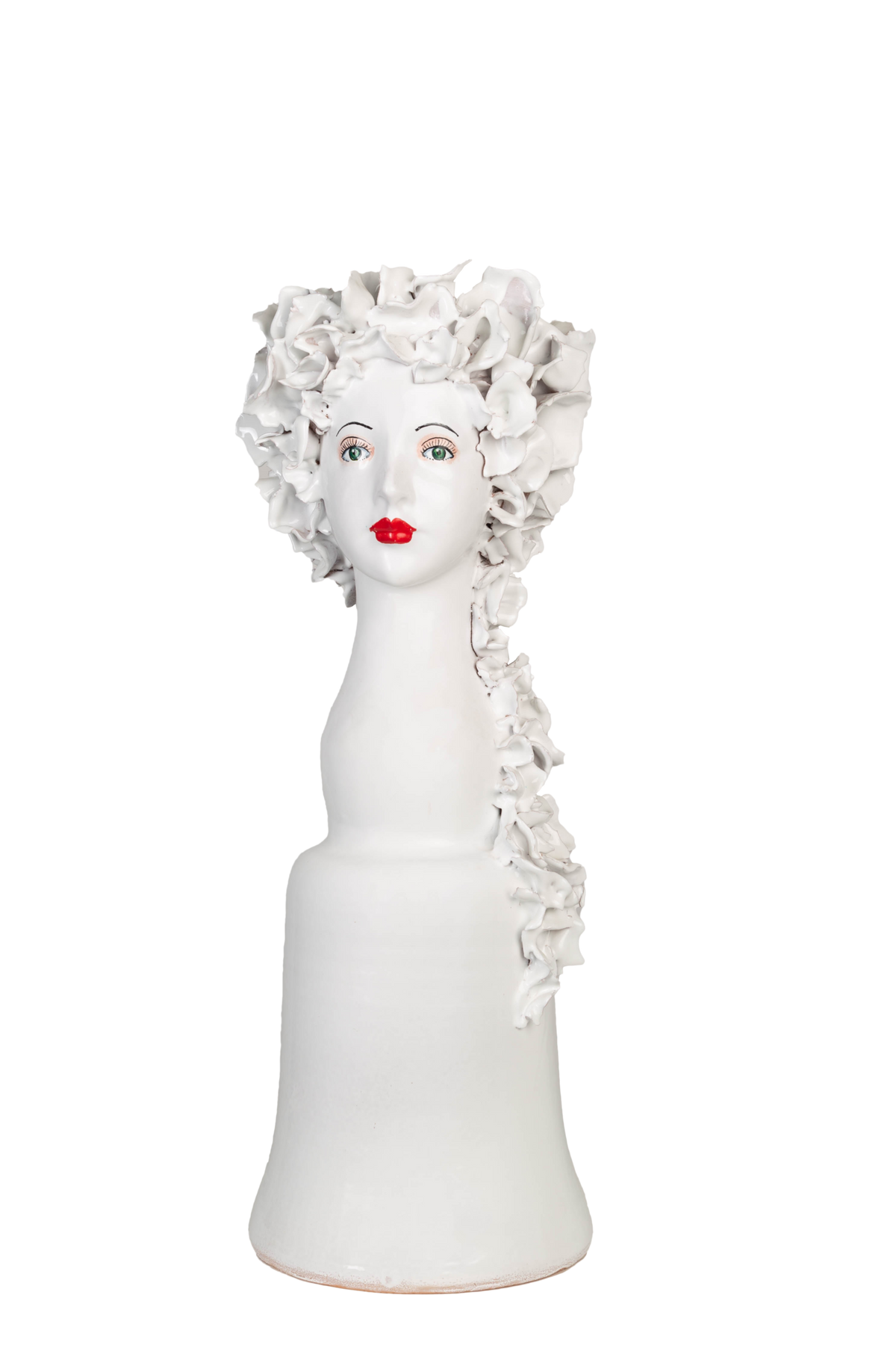 Tall Ceramic Head Vase, Flowers