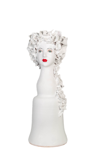 Tall Ceramic Head Vase, Flowers