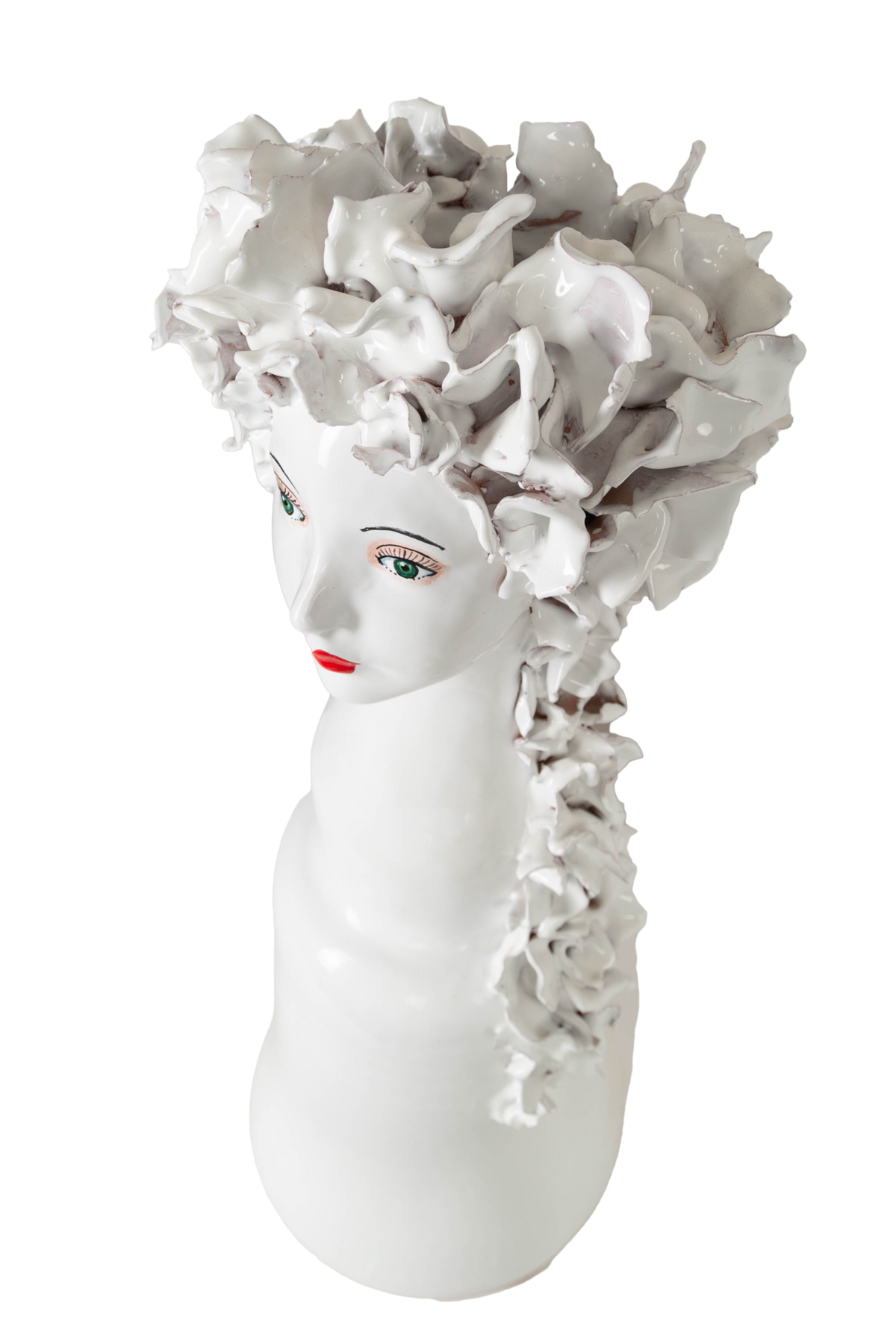 Tall Ceramic Head Vase, Flowers