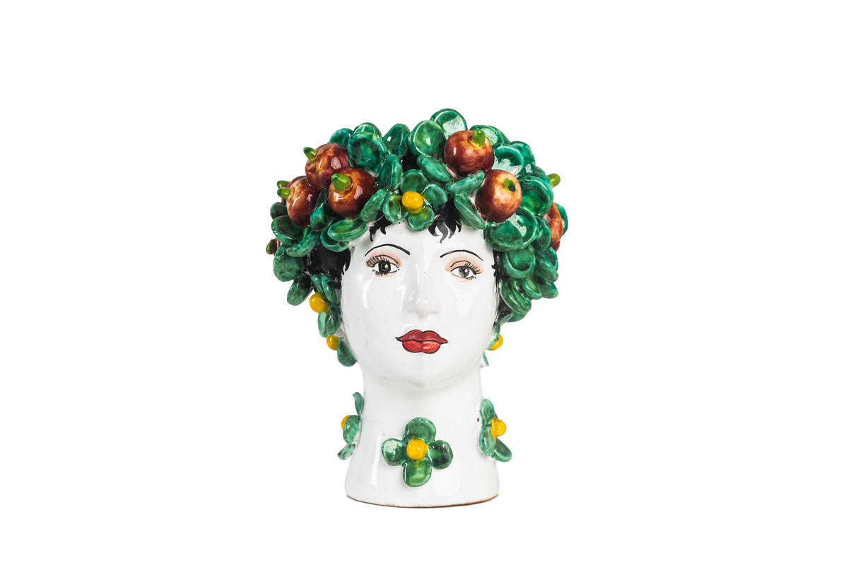 Small Ceramic Head Vase, Apples