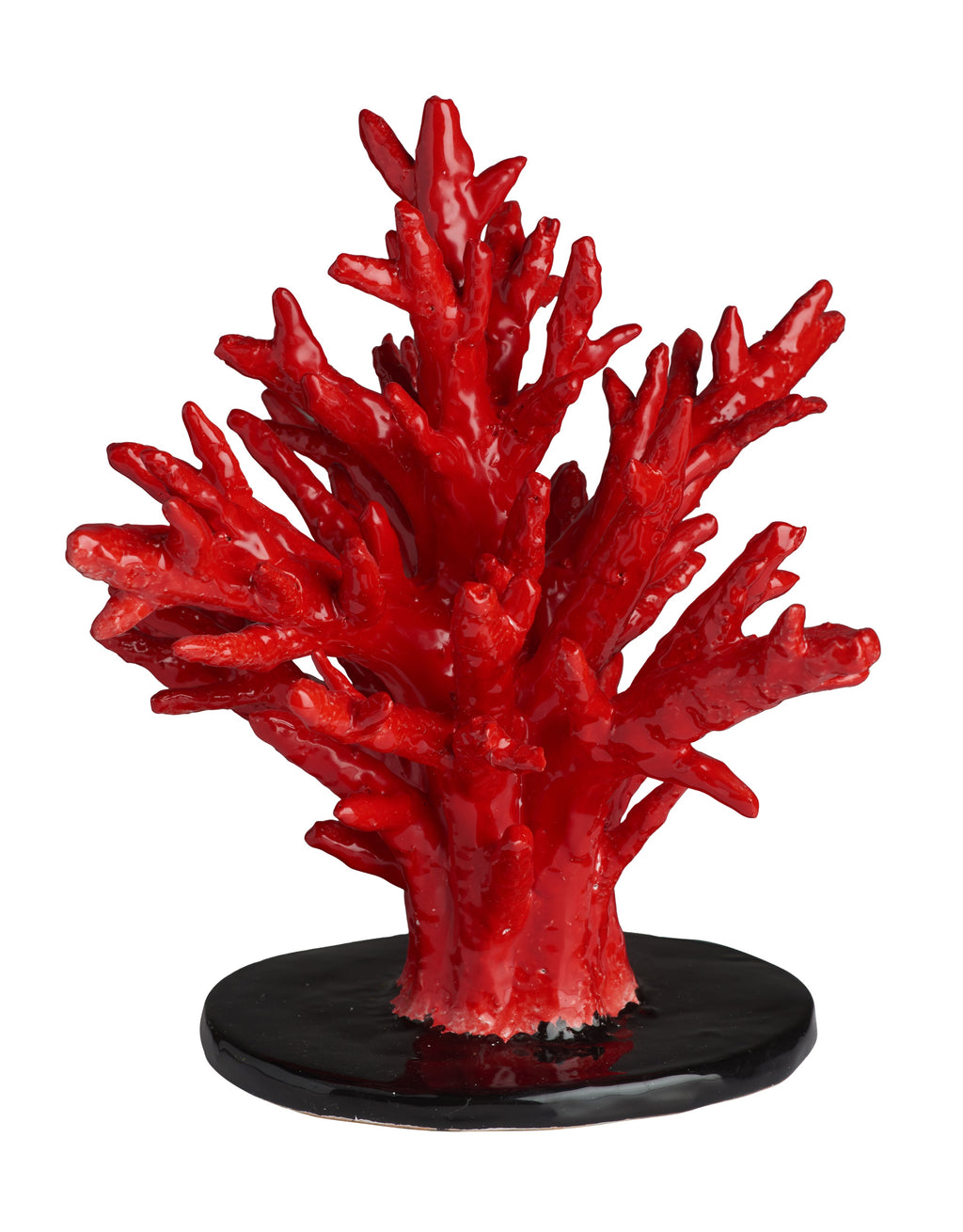 Coral, Red w/ Black Oval Vase, Large